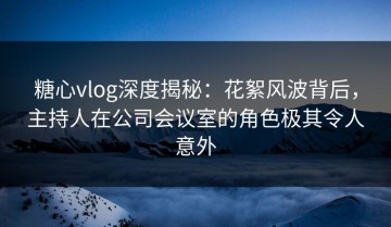 糖心vlog深度揭秘：花絮风波背后，主持人在公司会议室的角色极其令人意外