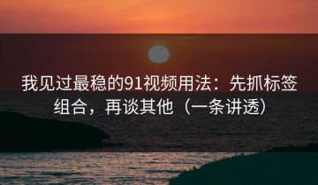 我见过最稳的91视频用法：先抓标签组合，再谈其他（一条讲透）