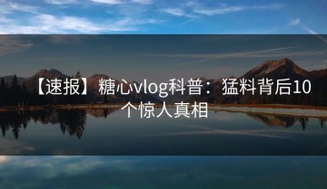 【速报】糖心vlog科普：猛料背后10个惊人真相