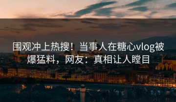 围观冲上热搜！当事人在糖心vlog被爆猛料，网友：真相让人瞠目