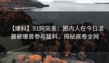 【爆料】91网突发：圈内人在今日凌晨被曝曾参与猛料，揭秘席卷全网