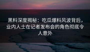 黑料深度揭秘：吃瓜爆料风波背后，业内人士在记者发布会的角色彻底令人意外