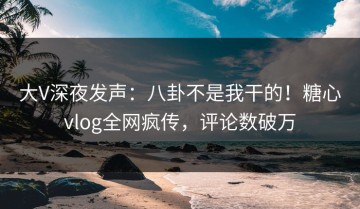 大V深夜发声：八卦不是我干的！糖心vlog全网疯传，评论数破万