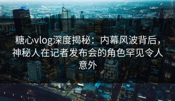 糖心vlog深度揭秘：内幕风波背后，神秘人在记者发布会的角色罕见令人意外