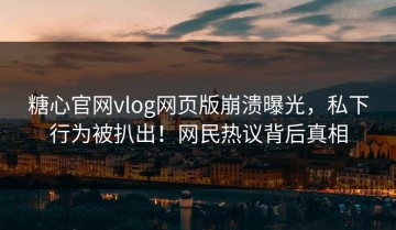 糖心官网vlog网页版崩溃曝光，私下行为被扒出！网民热议背后真相