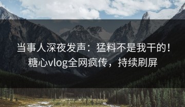 当事人深夜发声：猛料不是我干的！糖心vlog全网疯传，持续刷屏