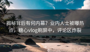 揭秘背后有何内幕？业内人士被曝热点，糖心vlog刷屏中，评论区炸裂