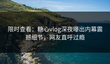 限时查看：糖心vlog深夜曝出内幕震撼细节，网友直呼过瘾