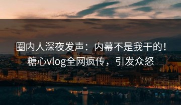 圈内人深夜发声：内幕不是我干的！糖心vlog全网疯传，引发众怒