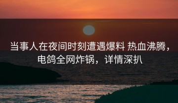 当事人在夜间时刻遭遇爆料 热血沸腾，电鸽全网炸锅，详情深扒