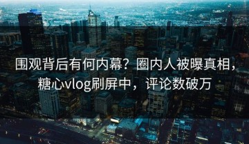 围观背后有何内幕？圈内人被曝真相，糖心vlog刷屏中，评论数破万