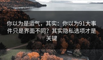 你以为是运气，其实：你以为91大事件只是界面不同？其实隐私选项才是关键