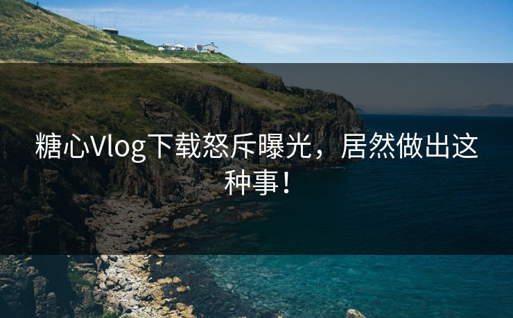 糖心Vlog下载怒斥曝光，居然做出这种事！