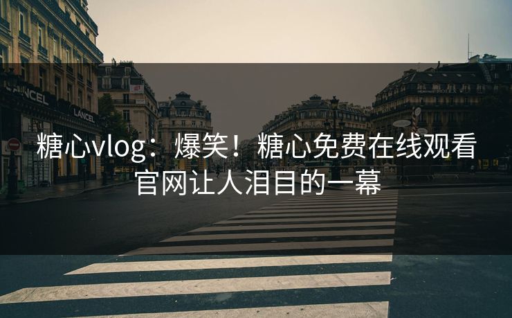 糖心vlog：爆笑！糖心免费在线观看官网让人泪目的一幕