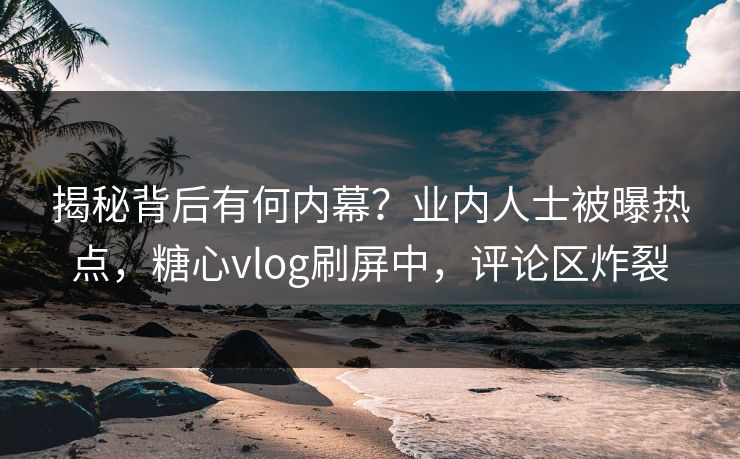 揭秘背后有何内幕？业内人士被曝热点，糖心vlog刷屏中，评论区炸裂