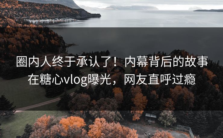 圈内人终于承认了！内幕背后的故事在糖心vlog曝光，网友直呼过瘾