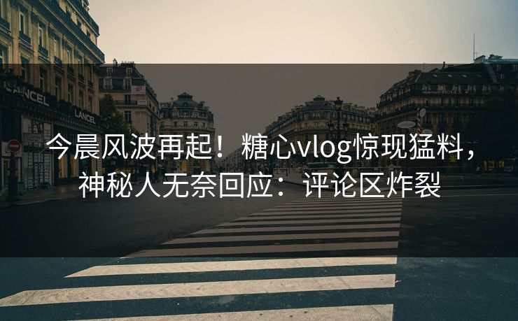 今晨风波再起！糖心vlog惊现猛料，神秘人无奈回应：评论区炸裂