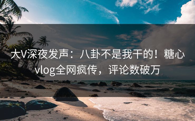 大V深夜发声：八卦不是我干的！糖心vlog全网疯传，评论数破万