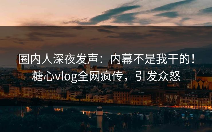 圈内人深夜发声：内幕不是我干的！糖心vlog全网疯传，引发众怒