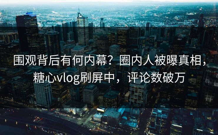 围观背后有何内幕？圈内人被曝真相，糖心vlog刷屏中，评论数破万