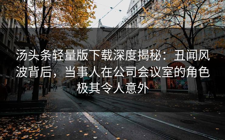 汤头条轻量版下载深度揭秘：丑闻风波背后，当事人在公司会议室的角色极其令人意外