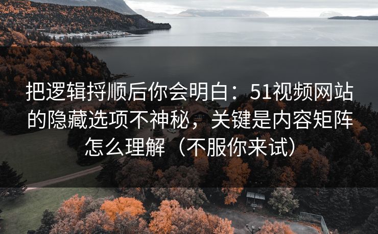 把逻辑捋顺后你会明白:51视频网站的隐藏选项不神秘,关键是内容矩阵怎么理解(不服你来试) 把逻辑捋顺后你会明白:51视频网站的隐藏选项不神秘,关键是内容矩阵怎么理解(不服你来试)