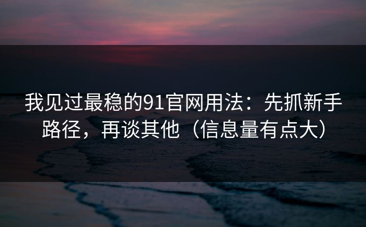 我见过最稳的91官网用法:先抓新手路径,再谈其他(信息量有点大) 我见过最稳的91官网用法:先抓新手路径,再谈其他(信息量有点大)